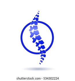 Vector  human spine isolated silhouette illustration. Spine pain medical center, clinic, institute, rehabilitation, diagnostic, surgery logo element. Spinal icon symbol design. Concept of scoliosis