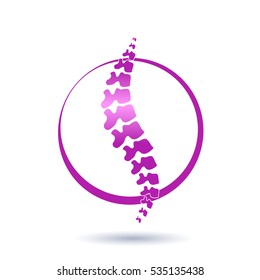 Vector  human spine isolated silhouette illustration. Spine pain medical center, clinic, institute, rehabilitation, diagnostic, surgery logo element. Spinal icon symbol design. Concept of scoliosis