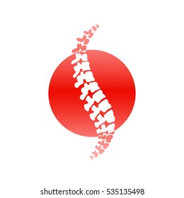 Vector  human spine isolated silhouette illustration. Spine pain medical center, clinic, institute, rehabilitation, diagnostic, surgery logo element. Spinal icon symbol design. Concept of scoliosis