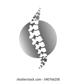 Vector  human spine isolated silhouette illustration. Spine pain medical center, clinic, institute, rehabilitation, diagnostic, surgery logo element. Spinal icon symbol design. Concept of scoliosis