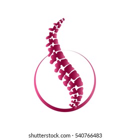 Vector  human spine isolated silhouette illustration. Spine pain medical center, clinic, institute, rehabilitation, diagnostic, surgery logo element. Spinal icon symbol design. Concept of scoliosis