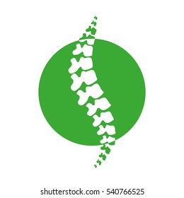 Vector  human spine isolated silhouette illustration. Spine pain medical center, clinic, institute, rehabilitation, diagnostic, surgery logo element. Spinal icon symbol design. Concept of scoliosis