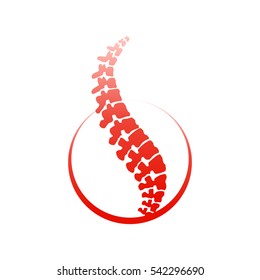 Vector  human spine isolated silhouette illustration. Spine pain medical center, clinic, institute, rehabilitation, diagnostic, surgery logo element. Spinal icon symbol design. Concept of scoliosis