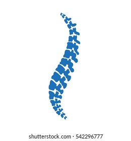 Vector  human spine isolated silhouette illustration. Spine pain medical center, clinic, institute, rehabilitation, diagnostic, surgery logo element. Spinal icon symbol design. Concept of scoliosis