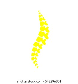 Vector  human spine isolated silhouette illustration. Spine pain medical center, clinic, institute, rehabilitation, diagnostic, surgery logo element. Spinal icon symbol design. Concept of scoliosis