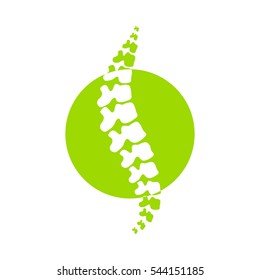 Vector  human spine isolated silhouette illustration. Spine pain medical center, clinic, institute, rehabilitation, diagnostic, surgery logo element. Spinal icon symbol design. Concept of scoliosis