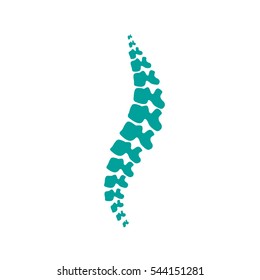 Vector  Human Spine Isolated Silhouette Illustration. Spine Pain Medical Center, Clinic, Institute, Rehabilitation, Diagnostic, Surgery Logo Element. Spinal Icon Symbol Design. Concept Of Scoliosis