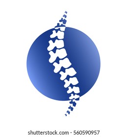 Vector  human spine isolated silhouette illustration. Spine pain medical center, clinic, institute, rehabilitation, diagnostic, surgery logo element. Spinal icon symbol design. Concept of scoliosis