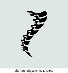 Vector human spine isolated silhouette illustration. Spine pain medical center, clinic, institute, rehabilitation, diagnostic, surgery logo element. Spinal icon symbol design. Concept of scoliosis