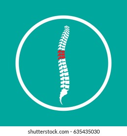 Vector human spine isolated silhouette illustration. Spine pain medical center, clinic, institute.