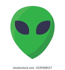 Humanoides Vektorgesichtselement im Cartoonstil. Das Geheimnis des Kosmos, das UFO, Halloween-Symbol. Die Illustration eignet sich für Webdesign, Onlineshop, Print und Social-Media-Beiträge. Das Symbol ist