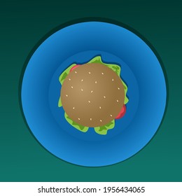 Vector humberger on blue plate
