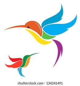 Vector of hummingbird design on white background. Bird. Animal. Easy editable layered vector illustration.