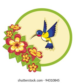 vector hummingbird with flowers