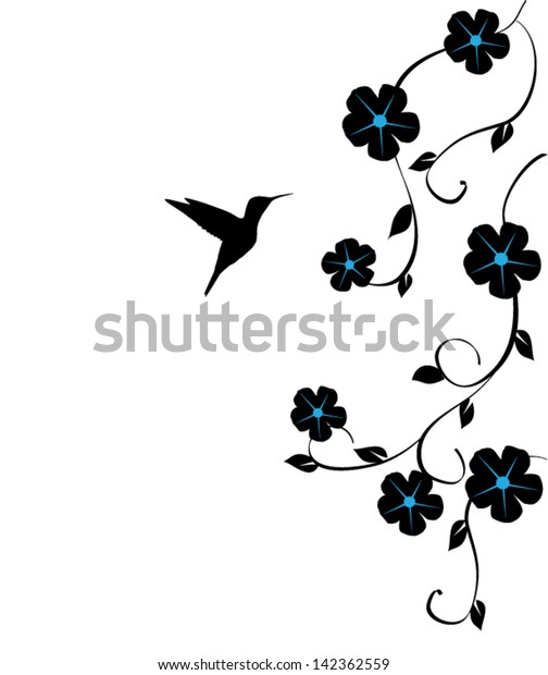 Vector Hummingbird Flowers Stock Vector (Royalty Free) 142362559