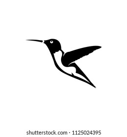 vector hummingbird, flying colibri silhouette