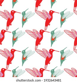 Vector hummingbird seamless pattern background. Suitable for fabric, scrapbooking, wallpaper, and other design projects. 