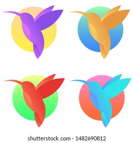 Vector hummingbird's logo set. Isolated colibri icons. Exotic little birds.