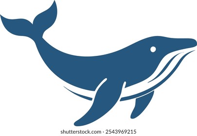 Vector Humpback whale icon on white background.