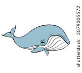 vector humpback whale on white background, isolated