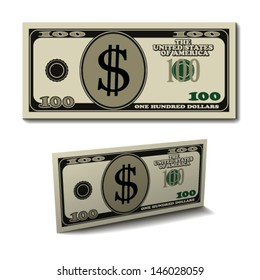 Vector Hundred Dollar Paper Bill Banknote