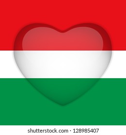 Vector - Hungary Flag Heart Glossy Button