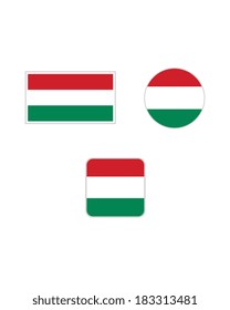 Vector Hungary Flag and Icon Set