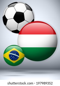 Vector - Hungary Flag with Soccer Ball Background