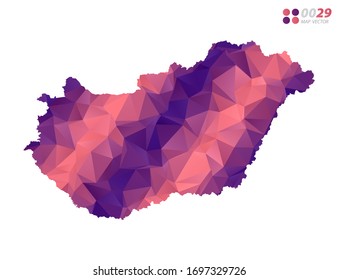 Vector of Hungary map colorful polygon red triangle mosaic with white background. style gradient.
