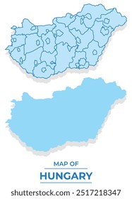 Vector Hungary map set simple flat and outline style illustration