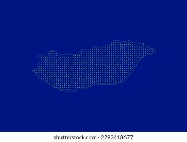 Vector Hungary map for technology or innovation or it concepts. Minimalist country border filled with 1s and 0s. File is suitable for digital editing and prints of all sizes.
