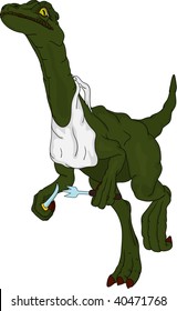 vector - hungry dinosaur runs with cutlery