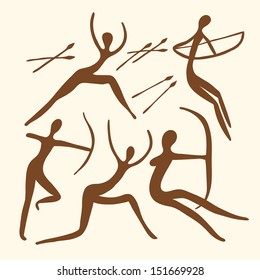 Vector hunted primitive figures