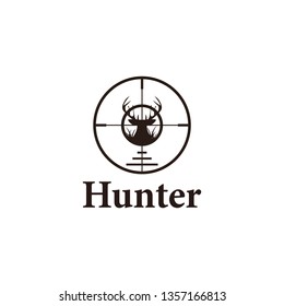 vector hunter logo, with pictures of deer heads and interesting shots. modern, unique, simple, elegant