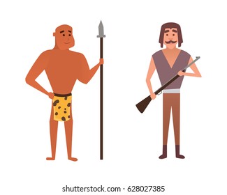 Vector hunters cartoon illustration