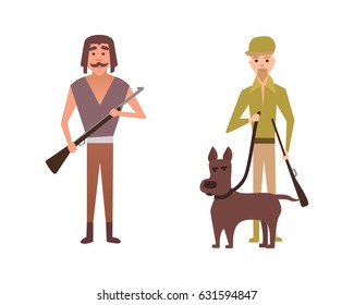 Vector hunters cartoon illustration