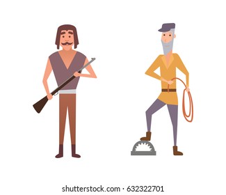 Vector hunters cartoon illustration