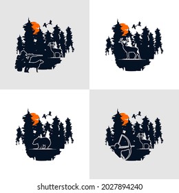 vector hunting club logo design template