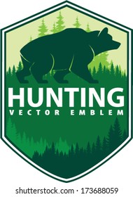 vector hunting emblem with bear