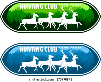 vector hunting emblem with wild deers