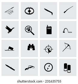 Vector hunting icon set on grey background