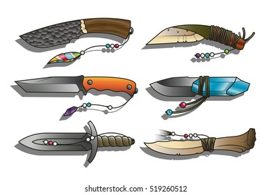 Vector Hunting Knives Set Prehistoric Collection