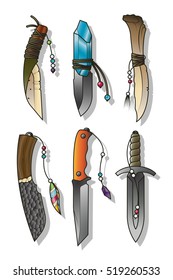 Vector Hunting Knives Set Prehistoric Collection