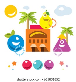 Vector Hunting for virtual creatures concept. Abstract mobile game. Flat style colorful Cartoon illustration.