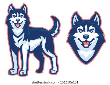 vector of husky dog set