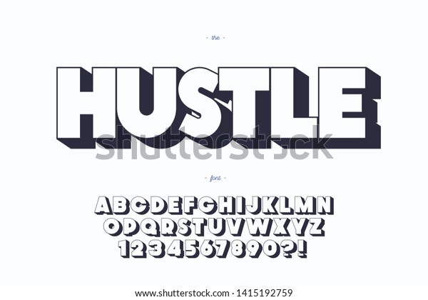 Vector Hustle Font 3d Bold Style Stock Vector Royalty Free