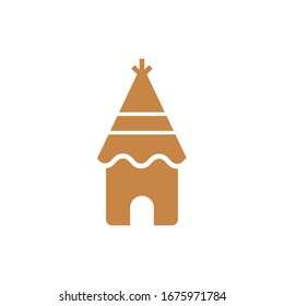 Icono de Vector Hut en blanco. símbolo de la casa africana