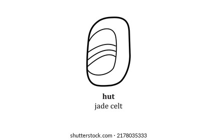 vector hut (jade celt) mayan symbol heroglyphic illustration icon