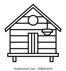 Vector Hut Outline Icon Design
