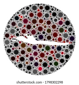 Vector Hvar Island map collage of coronavirus. Infection attacks the isolated territory from out space. Stencils circle Hvar Island map collage formed with infection parts.